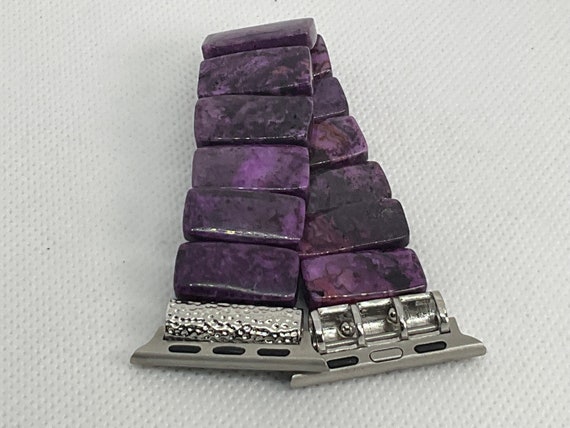 Purple Crazy Lace Agate Customizable Beaded Apple Watch Band
