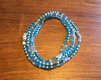 Blue on Pale Blue 3 Wrap Bracelet