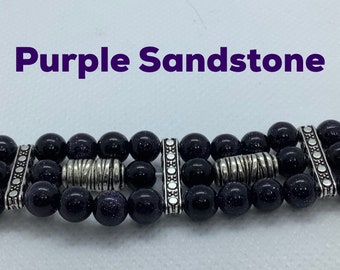 Purple Sandstone Customizable Beaded Apple Watch Band