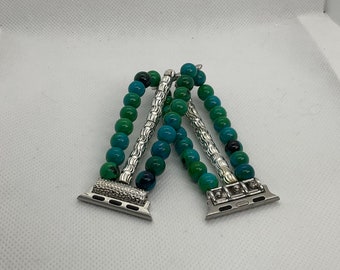 Chrysokoll und Silber anpassbare Perlen Apple Watch Band