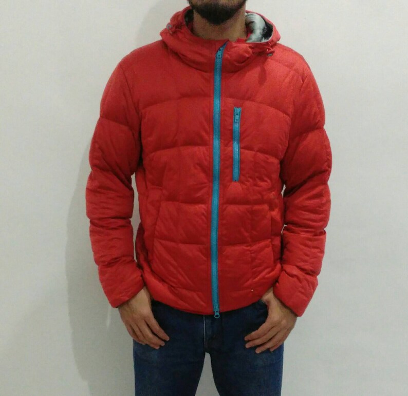 Lacoste down puffer jacket coat hooded men red quilted soft Etsy