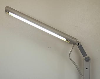 Mid Century Mobilite Articulating Florescent Desk Lamp  Off White  Metal Base
