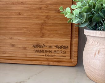 Personalized Cutting Board, Bamboo Charcuterie Board, Engagement Gift