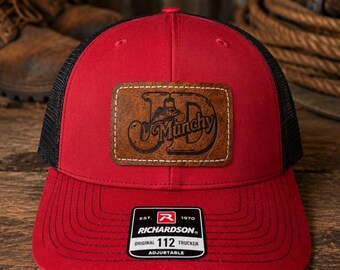 Leather Patch Trucker Hat Customized with Logo, Hat for Dad, Father's Day Gift