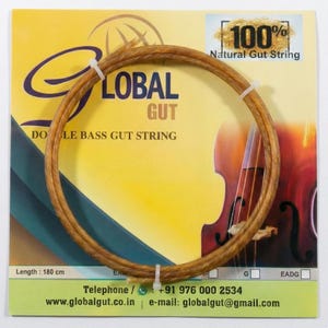Cuerda de tripa para contrabajo: "Cuerda D" (2,60 mm), 3/4 vertical (180 cm), hecha a mano