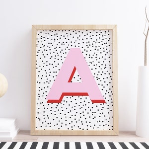 Personalised Initial Print, Pink, Nursery Wall Art