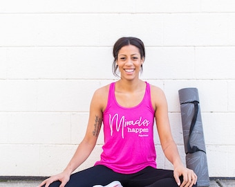 SALE, Inspirational Workout Yoga Tank Top, Miracles Happen, Pope Francis, Soft Yoga Workout Razorback Tank, bella canvas, DISCOUNT