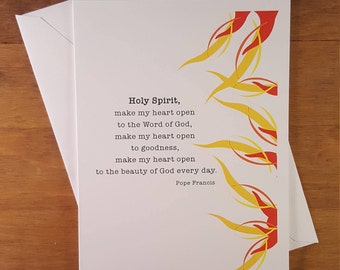 Holy Spirit, make my heart open, Confirmation card, Saint quotes, Pope Francis, inspirational quotes, greeting card, Sacrament