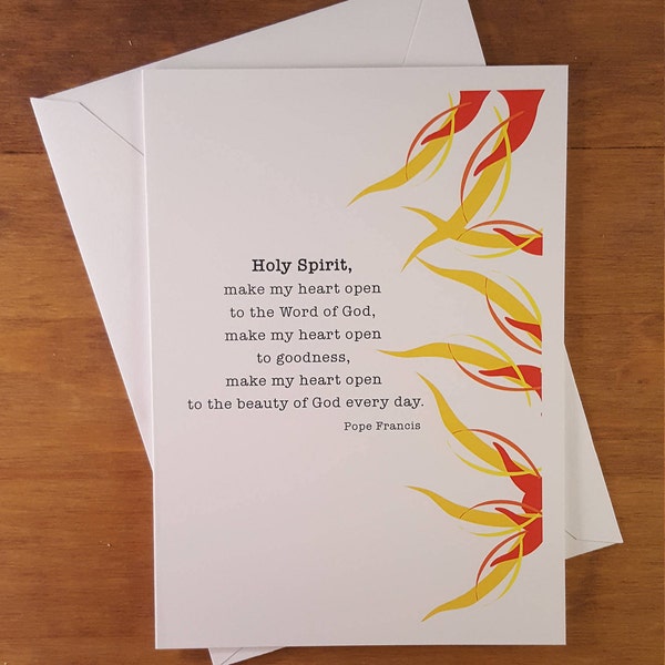 Holy Spirit, make my heart open, Confirmation card, Saint quotes, Pope Francis, inspirational quotes, greeting card, Sacrament