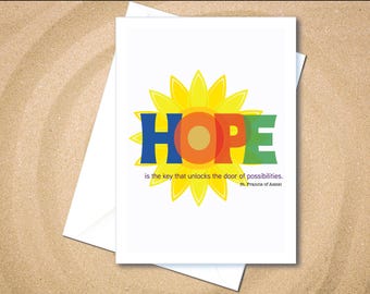 Hope is the key that unlocks the door of possibilities. Caring Greeting Cards, support for the Alzheimer's community