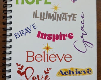 Good Vibes, spiral notebook, positive words journal, inspirational  words, lined text pages, supportive, kindness