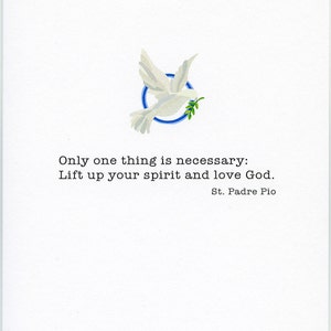 Only one thing is necessary. Encouragement card, Saint quote, St Padre Pio, inspirational quote, inspirational, greeting card