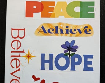 Good Vibes Stickers, Inspirational words, custom cut, multiple on a sheet, Encouragement, positive vibes, love, inspiration, peace, sticker