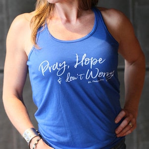 SALE, Inspirational Workout Yoga Tank Top, Pray Hope and don't worry, St. Padre Pio, Inspirational Quotes, Soft Workout Tank, DISCOUNT