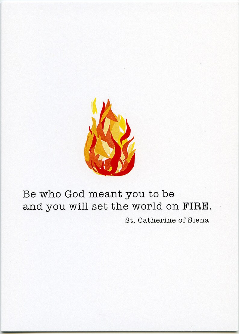 inspirational quote Be who God meant greeting card inspirational St Catherine of Siena graduation card Saint quote Encouragement card