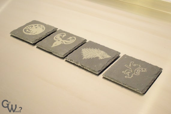 Choose from 8 designs Game of Thrones Inspired Engraved Slate Coasters