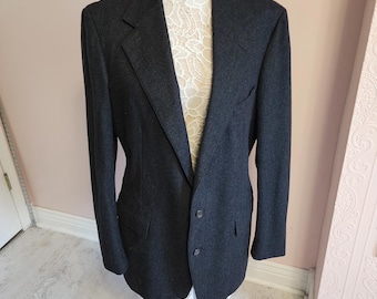Vintage Polo Ralph Lauren Blazer USA Charcoal Wolle Herren 44 46 Jacke Klassiker