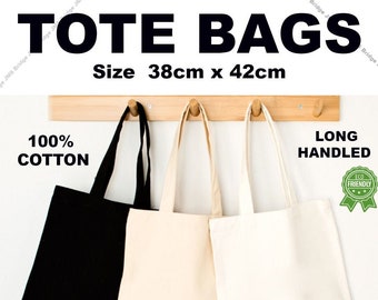 Plain Coloured Calico Cotton bags Shopping Tote Shoulder in 3 Colours, 5OZ 100% Cotton Decorating, Screen Printing, HTV Heat Transfer Vinyl