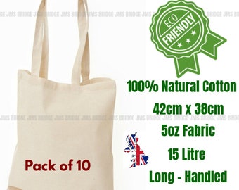 JMS Bridge 10 Cotton Bag Tote Bags, Reusable Premium Natural