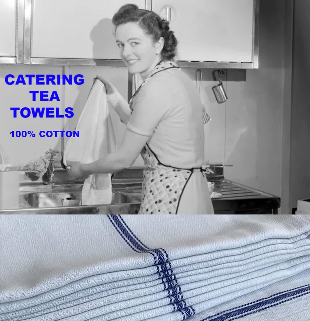 Cotton Tea Towels Kitchen Towels for Catering pack of 5 