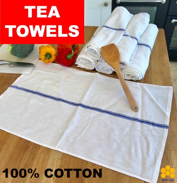 Cotton Tea Towels Kitchen Towels for Catering pack of 5 