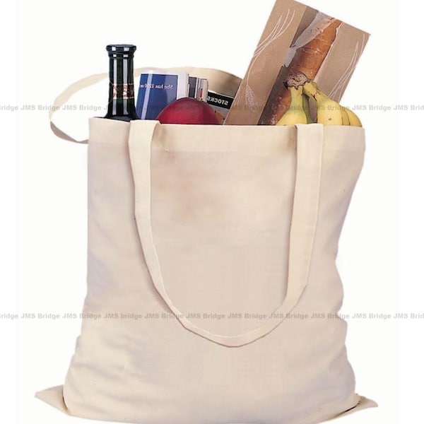 Cotton Bag Shopping Plain Tote Shoulder Shopper Cotton Shopping Bags for drawing, printing, Promotional (Pack of 10) – Free Delivery