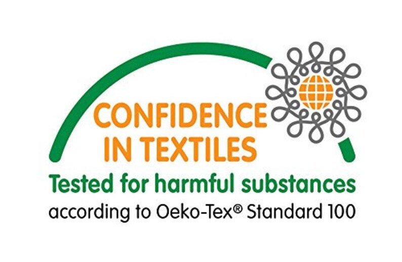 May include: Green and orange logo with the text "CONFIDENCE IN TEXTILES" and the words "Tested for harmful substances according to Oeko-Tex&reg; Standard 100".