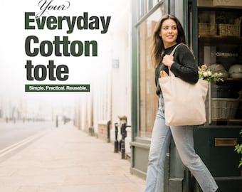 Plain Natural Cotton Tote Bags – Eco-Friendly Shopping Shoppers (Pack of 1-100)