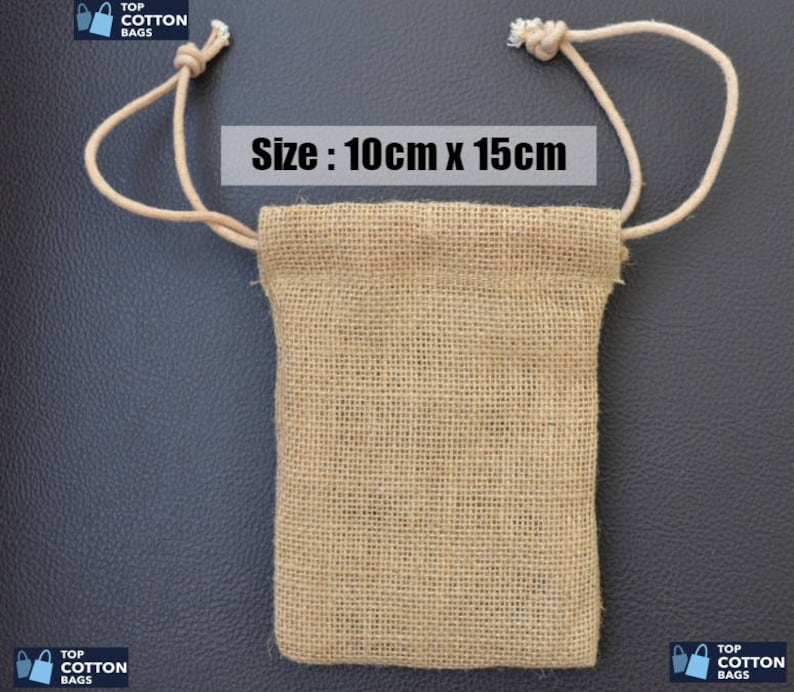 Drawstring Pouch Jute Bag, Burlap Hessian Small Wedding Gift Bag, Plain
