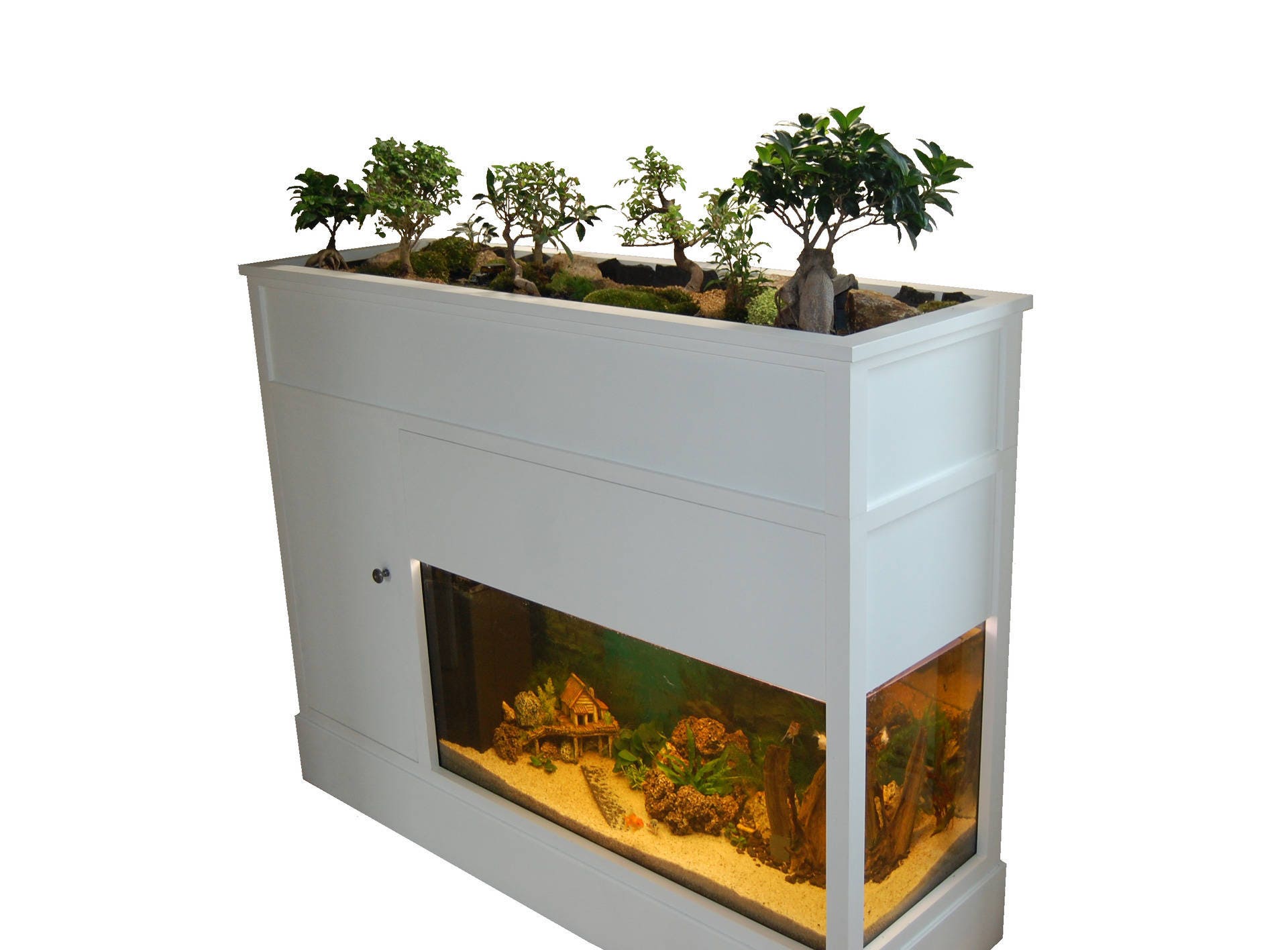 Meuble avec Système d'aquaponie Pour Plantes d'intérieur