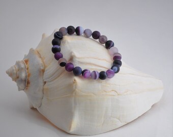 Purple Banded Agate stretch bracelet
