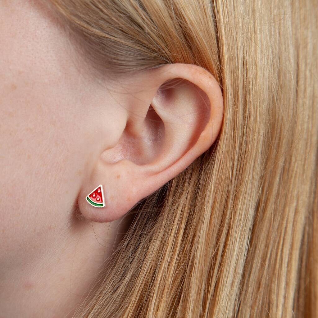 Mini Enamel Watermelon Earring Studs Etsy