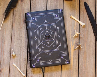 Handcrafted Leather Bound Spellbook Journal with Blank Pages and a Witch Theme – Inspired by Dungeons & Dragons
