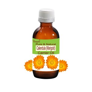 Aceite portador natural puro de caléndula (caléndula) Calendula officinalis de Bangota (botella de vidrio de 5 ml a 100 ml y botella de aluminio de 250 ml a 1000 ml)