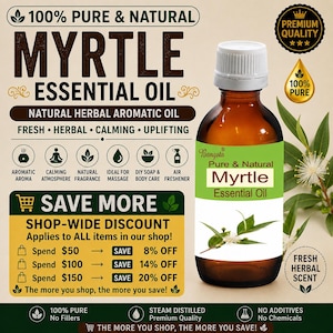 Olio essenziale di mirto puro naturale Myrtus Communis distillato a vapore per aromaterapia, diffusore e massaggio