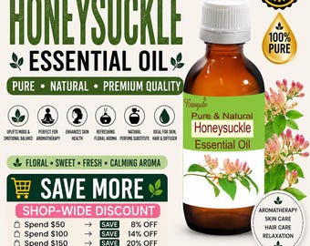 Honeysuckle Essential Oil Pure Natural Floral Aromatherapy Skin Hair Diffuser Wellness