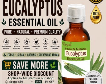 Eucalyptus Essential Oil Pure Natural Eucalyptus globulus Aromatherapy Diffuser Massage Perfumery Soap Making