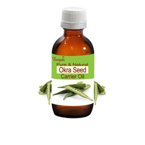 Okra Seed Pure & Natural Carrier Oil Abelmoschus esculentus by Bangota ( 5ml to 100ml Glass Bottle and 250ml to 1000ml Aluminium Bottle)