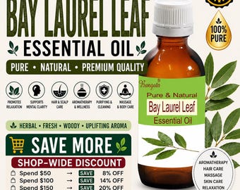 Óleo Essencial de Folha de Louro Puro e Natural Laurus Nobilis para Cuidados com os Cabelos e Aromaterapia