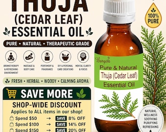 Thuja eterisk olja cederblad ren naturlig aromaterapi massage parfym diffusor örtolja
