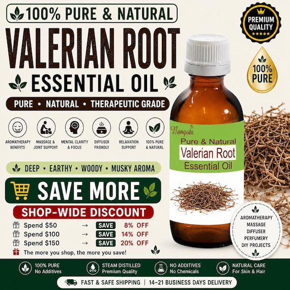 Valerian Root Essential Oil Pure Natural Aromatherapy Massage Diffuser Relaxation Wellness