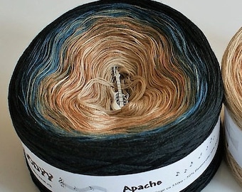 Apache - Gradient Yarn - Cotton Yarn - Acrylic Yarn - Ombré Yarn - Black Yarn - Blue Yarn - Tan Yarn - Wolltraum Yarn -Fingering Weight Yarn