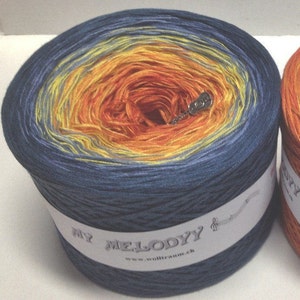 Sunset - Blue Orange Gradient Yarn - Cotton Acrylic Yarn - My Melodyy by Wolltraum - Color Changing Yarn - Ombré Yarn - fingering yarn