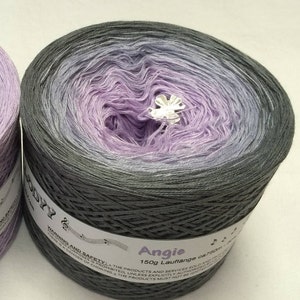 Angie - Purple Cotton Yarn - Purple Acrylic Yarn - Gray Cotton Yarn - Gray Acrylic Yarn - Wolltraum Yarn - Purple Gradient Yarn - Ombré Yarn