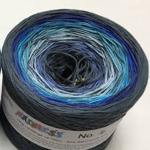 Madness Collection #16 - Blue Gradient Yarn - Wolltraum Yarn - Cotton Yarn - Acrylic Yarn - Gradient Yarn - Lace Weight Yarn - 3 Ply Yarn