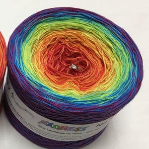 Wolltraum Madness #4 - IN STOCK - Rainbow Yarn - Gradient Yarn - Lace Weight Yarn - Baby Yarn - Cotton Yarn - Acrylic Yarn -Crazy Yarn