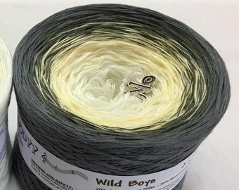 Wild Boys - Gray and Yellow Yarn - 4 ply - Gradient Yarn - Wolltraum Yarn - Gradient Yarn - Yarn Cake - Gray Cotton Yarn - Gray Acrylic Yarn