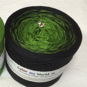 Color My World 16 - Green Gradient Yarn - Green and Black Yarn - Wolltraum Yarn - Green Ombré Yarn - Cotton Yarn - Fingering - Crochet Yarn