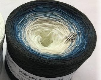 Stairway to Heaven - Gray and Blue Yarn - Gray Yarn - Cotton Yarn - Acrylic Yarn - Gradient Yarn - 4 Ply Yarn - Wolltraum Yarn - Yarn Cake