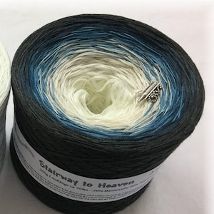 Stairway to Heaven - Gray and Blue Yarn - Gray Yarn - Cotton Yarn - Acrylic Yarn - Gradient Yarn - 4 Ply Yarn - Wolltraum Yarn - Yarn Cake